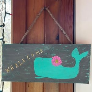 Handmade whale-come sign! Super cute for your beach house!